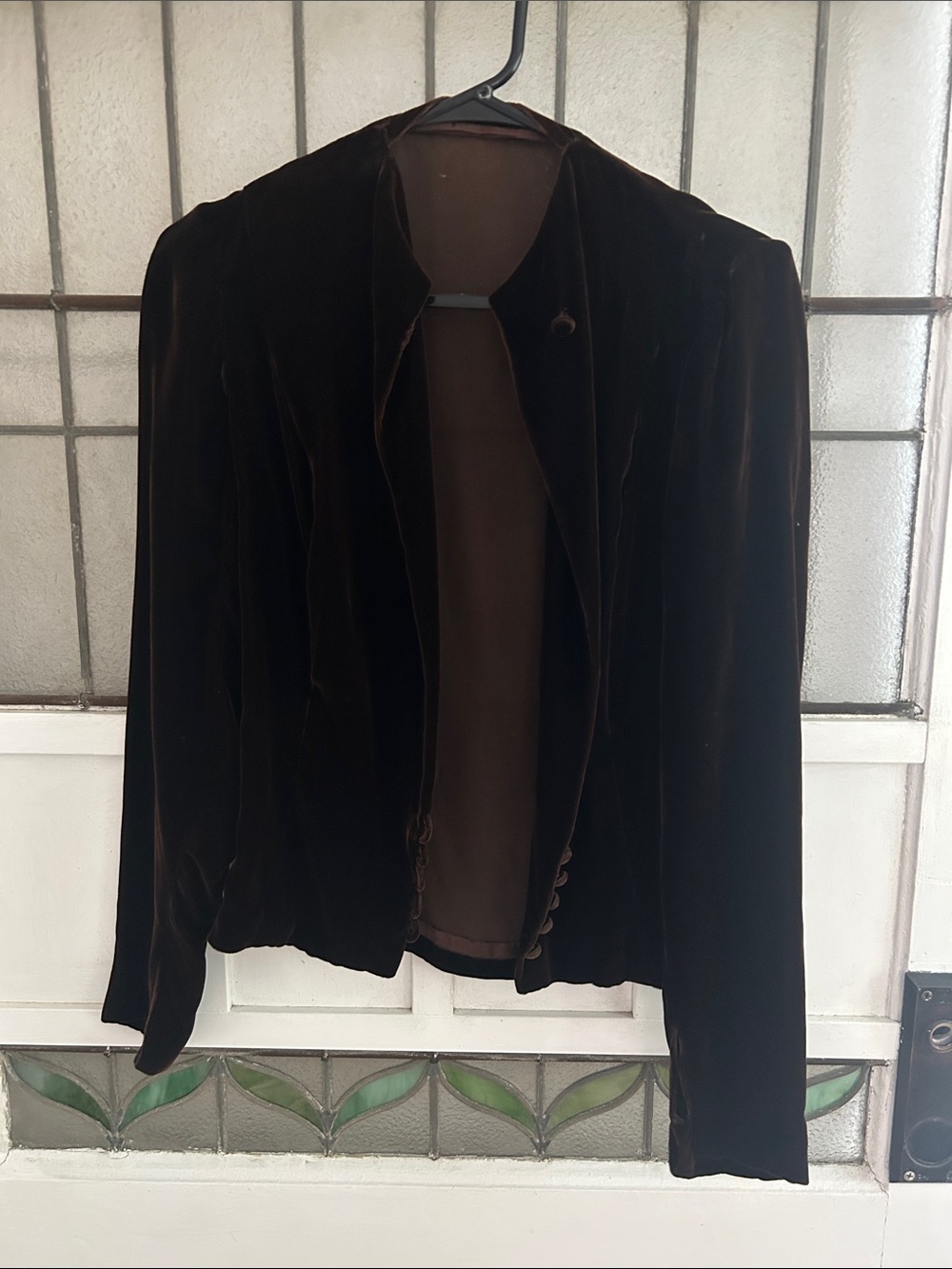 Antique brown velvet Women's Dark Brown Velvet Open-Front Jacket